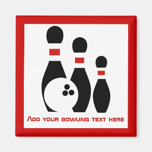 Bowling ball and pins personalised magnet