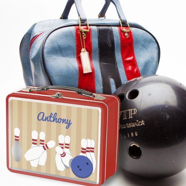 Bowling Ball and Pins Personalised Metal Lunch Box (Creator Uploaded)
