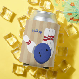 Bowling Ball and Pins Personalized Can Cooler