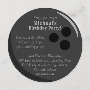 Bowling Ball Birthday Party Invitation