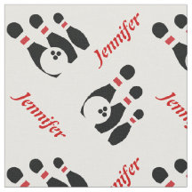 Bowling ball black red pins with name personalised