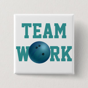 Bowling Ball Blue 15 Cm Square Badge