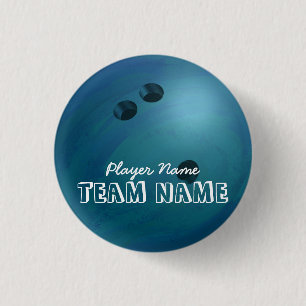 Bowling Ball Blue 3 Cm Round Badge