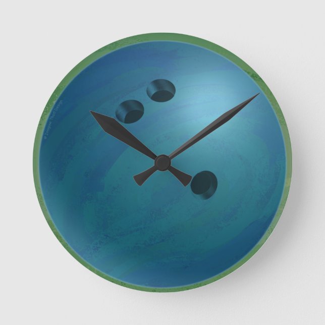 Bowling Ball Blue Round Clock (Front)