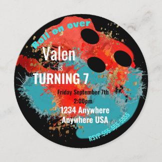 BOWLING BALL, bowling, boys birthday party Invitation