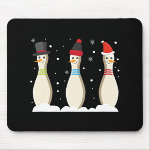 Bowling Ball Christmas Bowling Pins Santa Hat Gift Mouse Pad