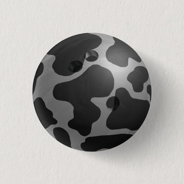 Bowling Ball Cow Grey 3 Cm Round Badge (Front)