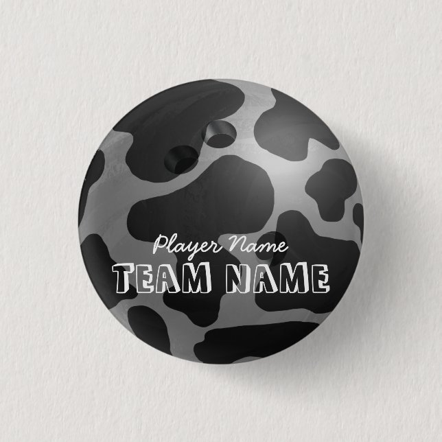 Bowling Ball Cow Grey 3 Cm Round Badge (Front)