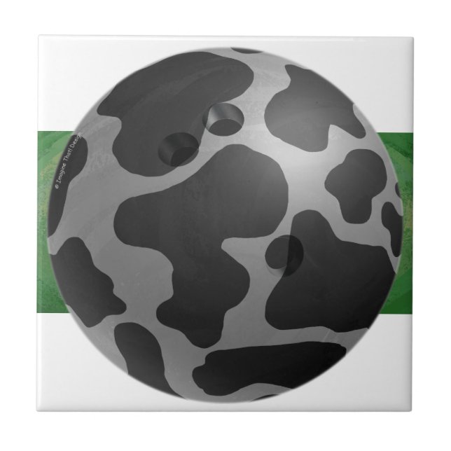 Bowling Ball Cow Grey Ceramic Tile (Front)