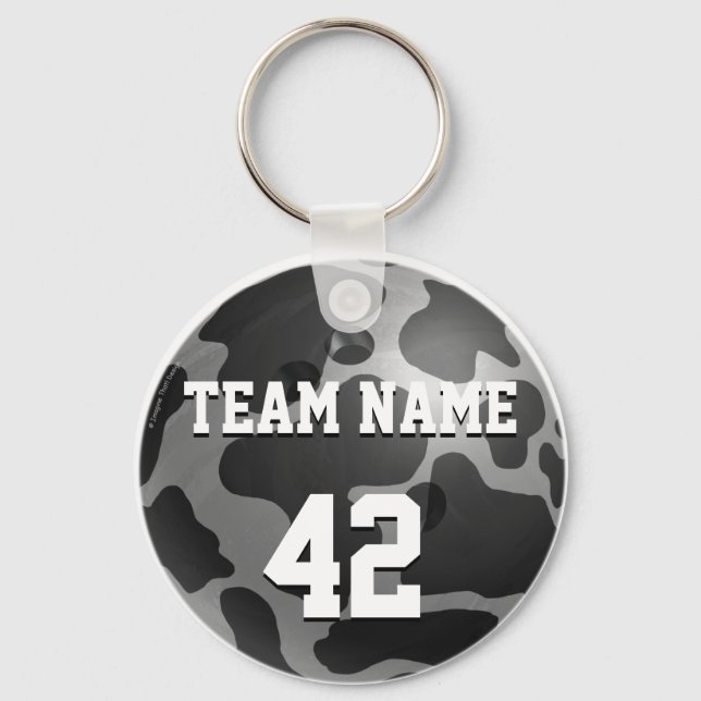 Bowling Ball Cow Grey Key Ring (Front)