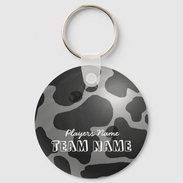 Bowling Ball Cow Grey Key Ring (Front)