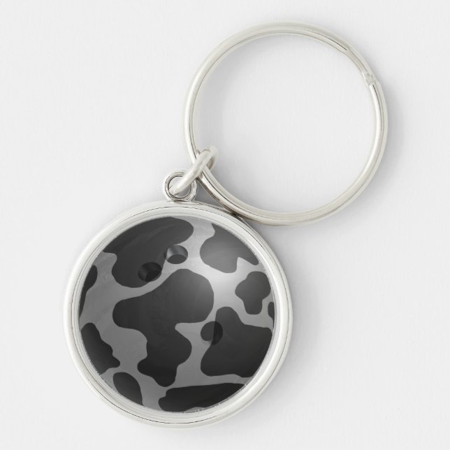 Bowling Ball Cow Grey Key Ring (Front)