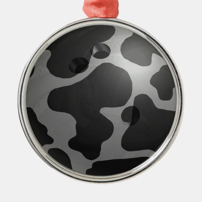 Bowling Ball Cow Grey Metal Ornament (Front)