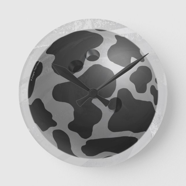 Bowling Ball Cow Grey Round Clock (Front)