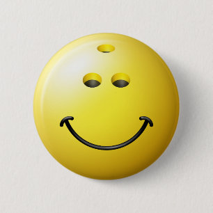 Bowling Ball Face 6 Cm Round Badge