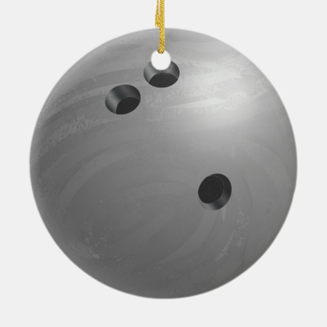 Bowling Ball Grey Ceramic Tree Decoration (Back)