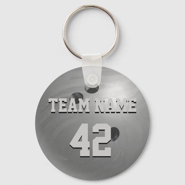 Bowling Ball Grey Key Ring (Front)