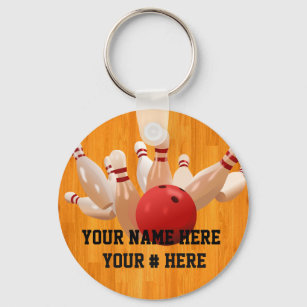 Bowling Ball Keychain Personalise YOUR NAME ID Tag