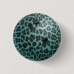 Bowling Ball Leopard Teal 3 Cm Round Badge