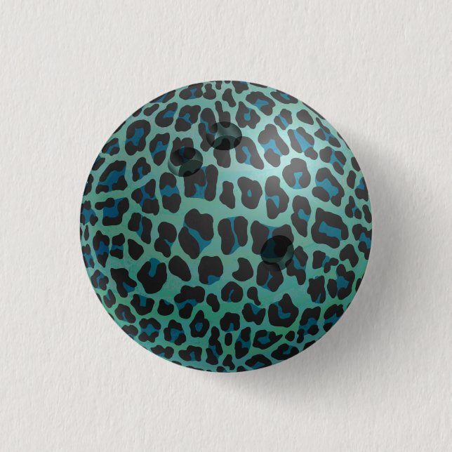 Bowling Ball Leopard Teal 3 Cm Round Badge (Front)