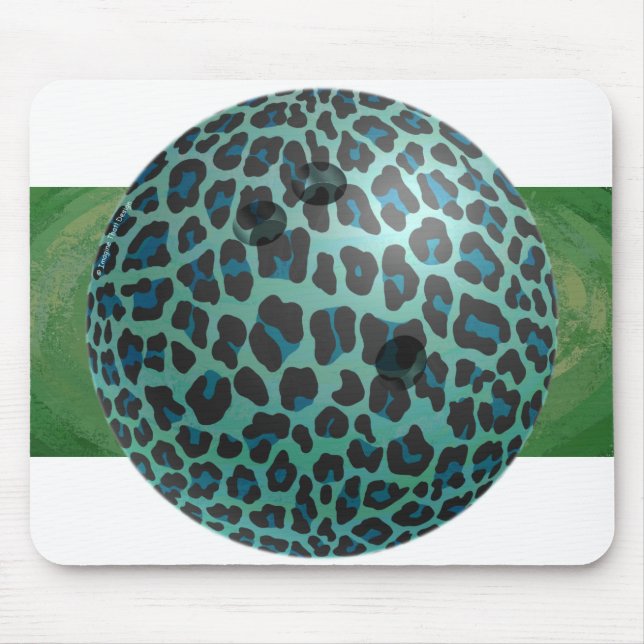 Bowling Ball Leopard Teal Mouse Pad (Front)