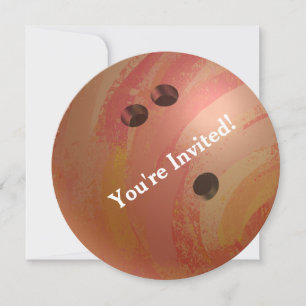 Bowling Ball Orange Party Invitation