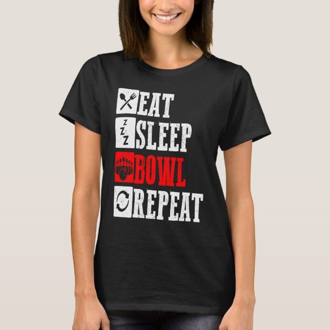 Bowling Ball Pin Bowler Strike Bowling Fanatic Bow T-Shirt (Front)