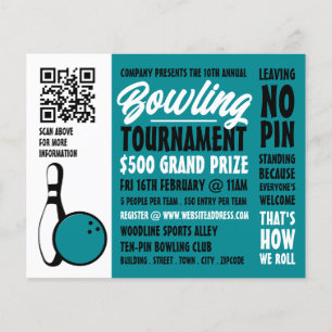 Bowling Ball & Pin, Ten-Pin Bowling Tournament Flyer