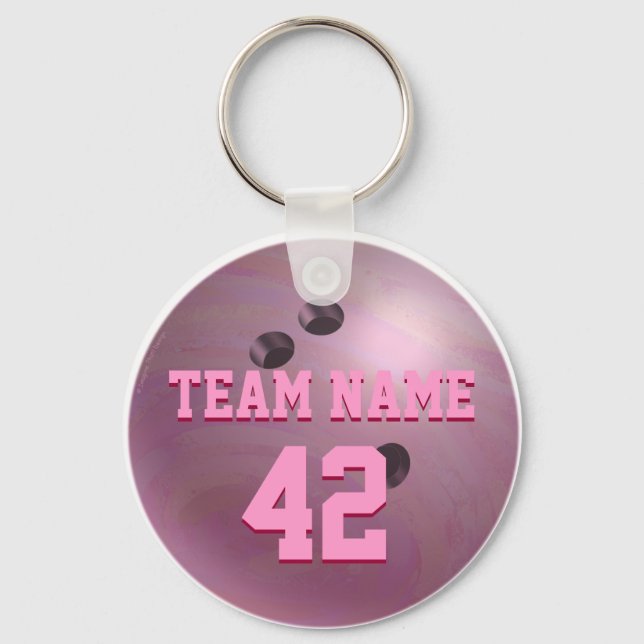 Bowling Ball Pink Key Ring (Front)