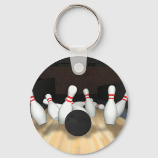 Bowling Ball & Pins: 3D Model: Key Ring