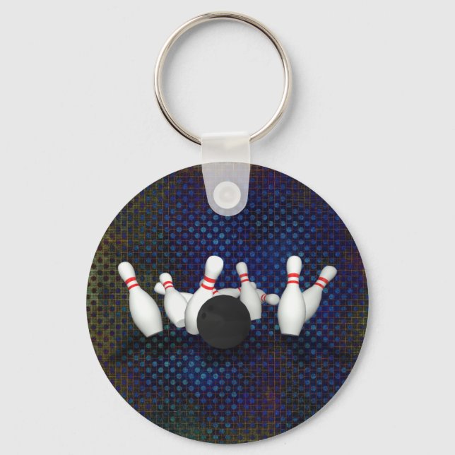 Bowling Ball & Pins: 3D Model: Keychain (Front)