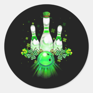 Bowling Ball Shamrock Leprechaun St Patricks Day B Classic Round Sticker