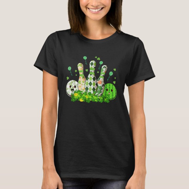 Bowling Ball Shamrock Leprechaun St Patricks Day B T-Shirt (Front)