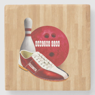 Bowling Ball Shoe And Pin With Your Custom Name Stone Coaster