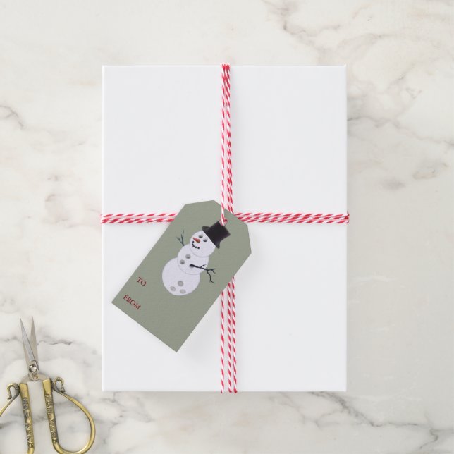 Bowling Ball Snowman Christmas Gift Tags (With Twine)