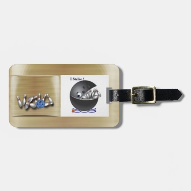 Bowling ball strike luggage tag (Front Horizontal)