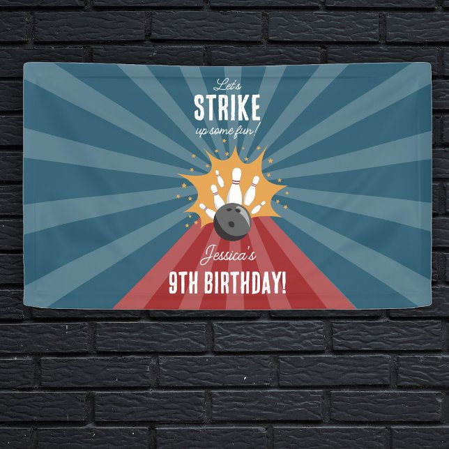 Bowling Ball Strike Up Some Fun Kids Birthday  Banner (Bowling Ball Strike Up Some Fun Kids Birthday Banner)