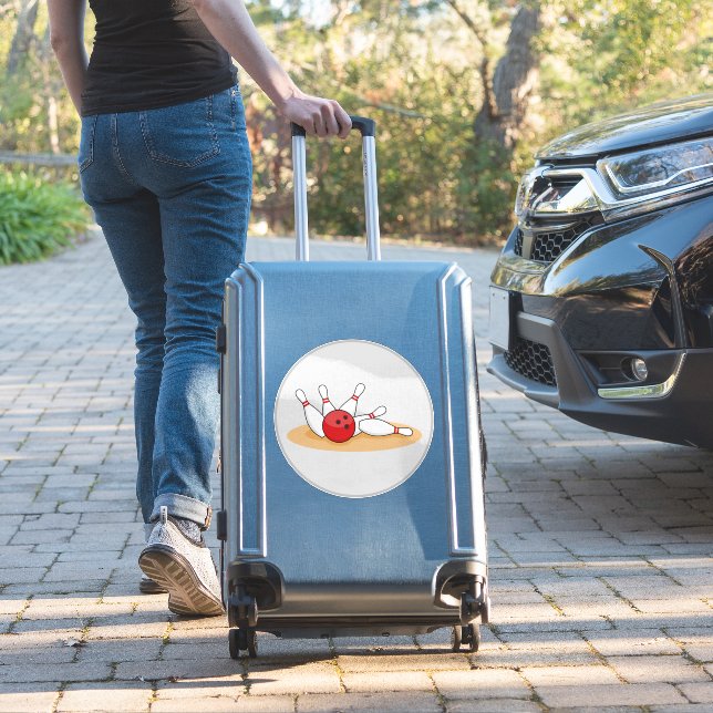 Bowling Ball Striking Skittles  (Suitcase Insitu)