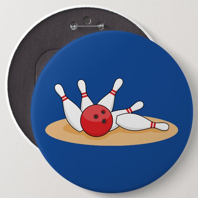 Bowling Ball Striking Skittles 6 Cm Round Badge (Front & Back)