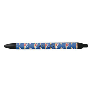 Bowling Ball Striking Skittles Pattern Personalise Black Ink Pen