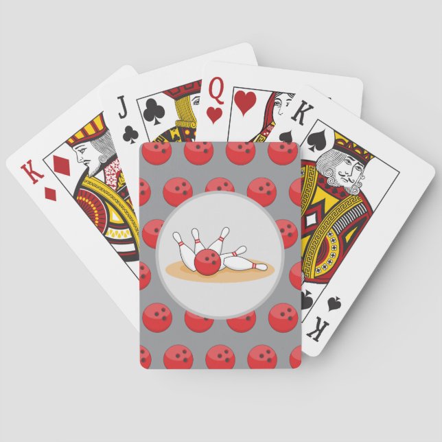 Bowling Ball Striking Skittles with Ball Pattern Playing Cards (Back)
