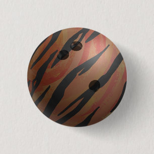 Bowling Ball Tiger Orange 3 Cm Round Badge