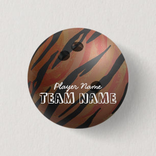 Bowling Ball Tiger Orange 3 Cm Round Badge