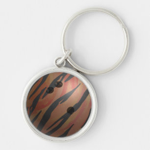 Bowling Ball Tiger Orange Key Ring