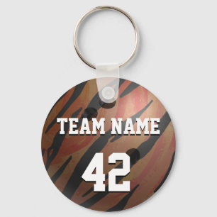 Bowling Ball Tiger Orange Key Ring