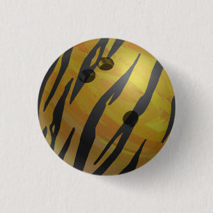 Bowling Ball Tiger Yellow 3 Cm Round Badge