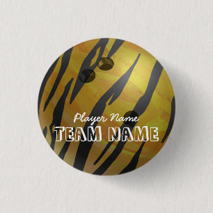Bowling Ball Tiger Yellow 3 Cm Round Badge