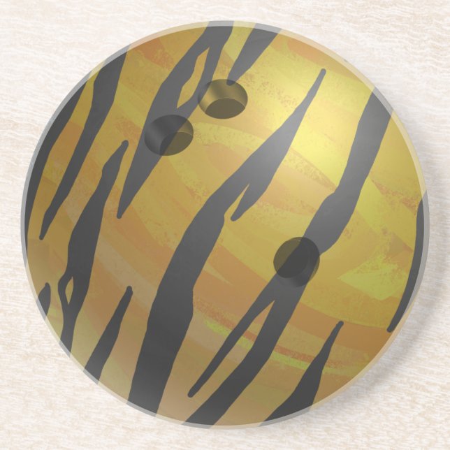 Bowling Ball Tiger Yellow Coaster (Front)