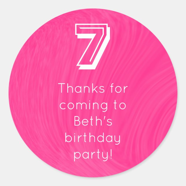 Bowling ball w/ birthday age & thank you message classic round sticker (Front)