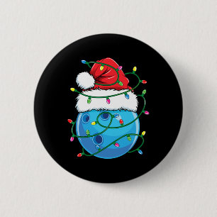 Bowling Ball With Santa Hat Men Boys Christmas Xma 6 Cm Round Badge